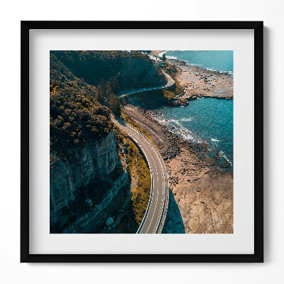 Tablou living cu rama unic Vedere aeriană a drumului de coastă
