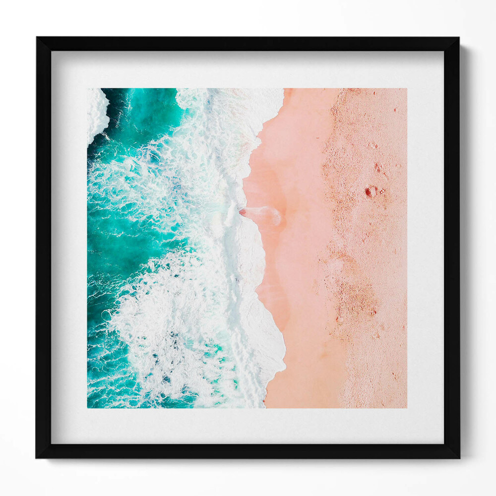 Tablou rama unic Valurile mării pe plajă din vedere de pasăre