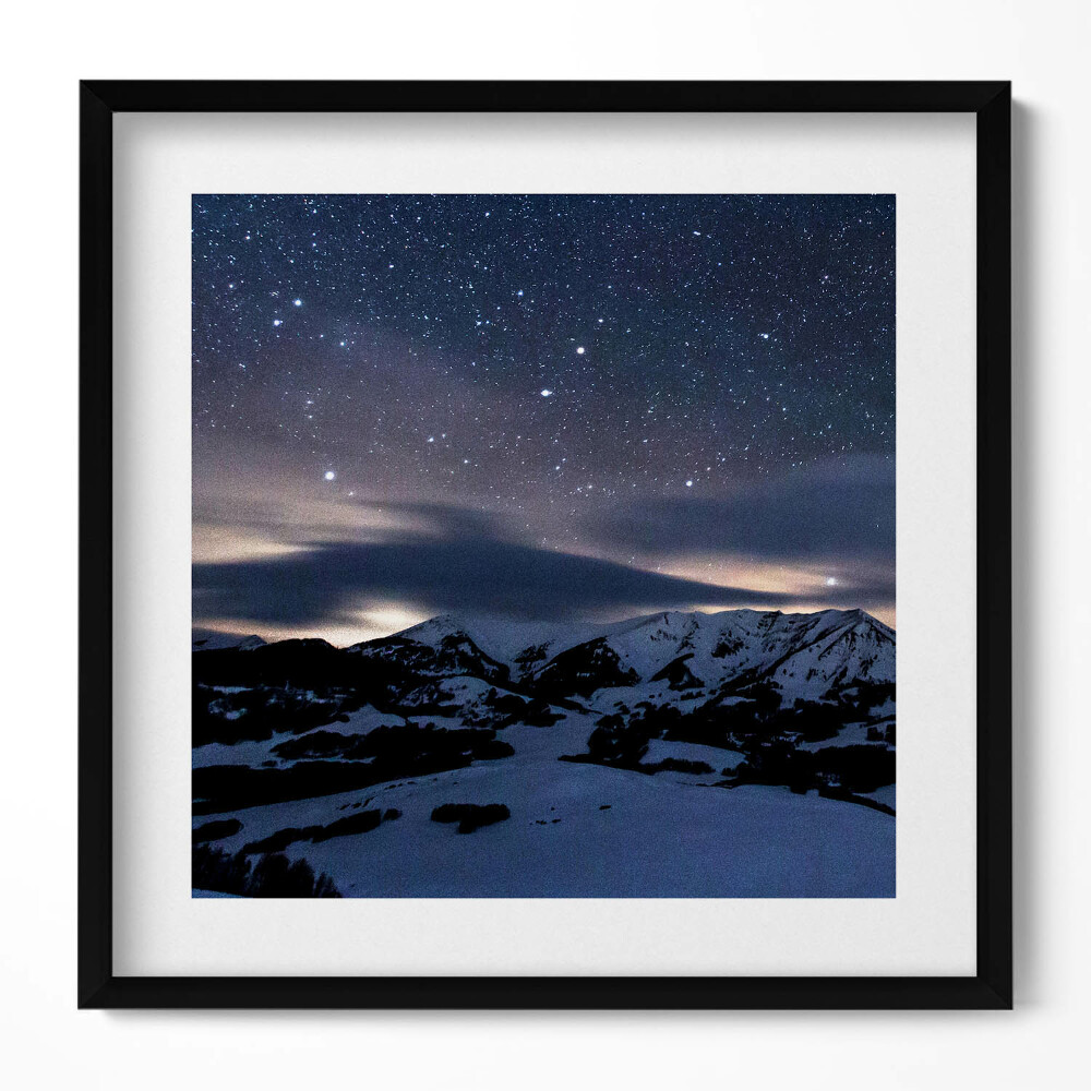 Tablou rama unic Stele noaptea pe cerul munților