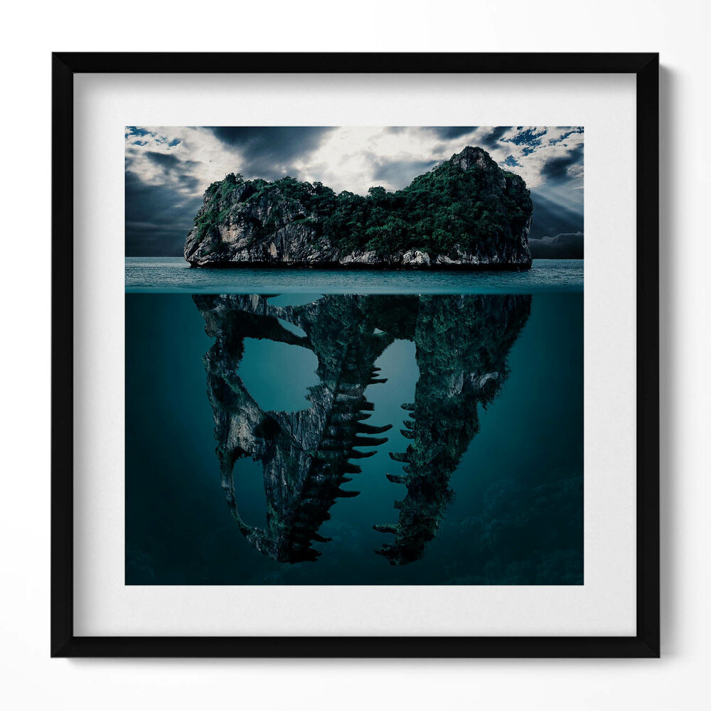 Tablou rama unic Ilustrație abstractă a unei insule a craniilor