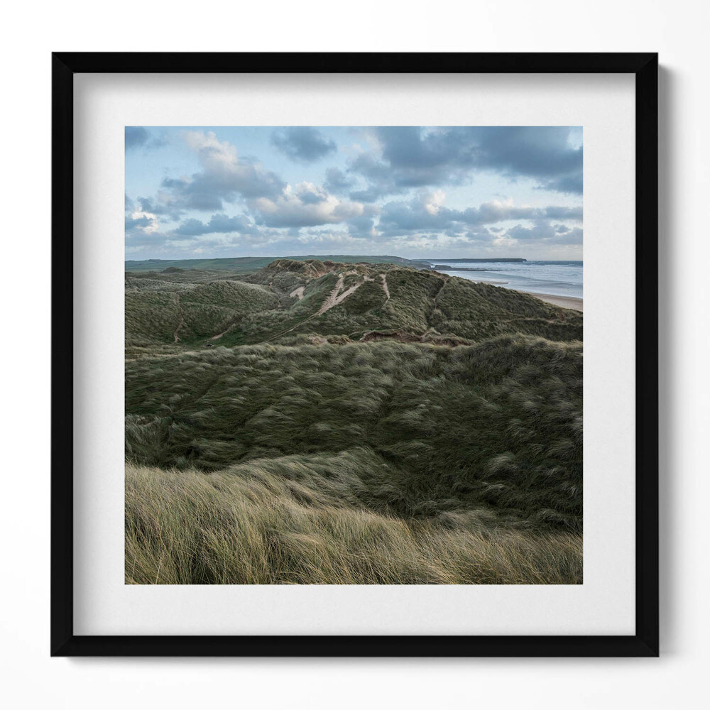 Tablou living cu rama unic Peisaj montan cu pajiști și ierburi