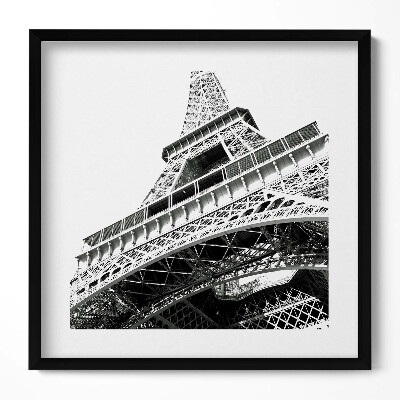 Tablou rama unic Turnul Eiffel alb-negru din Paris