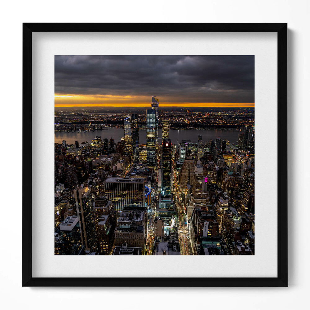 Tablou rama unic Arhitectura orașului din perspectiva unei păsări noaptea