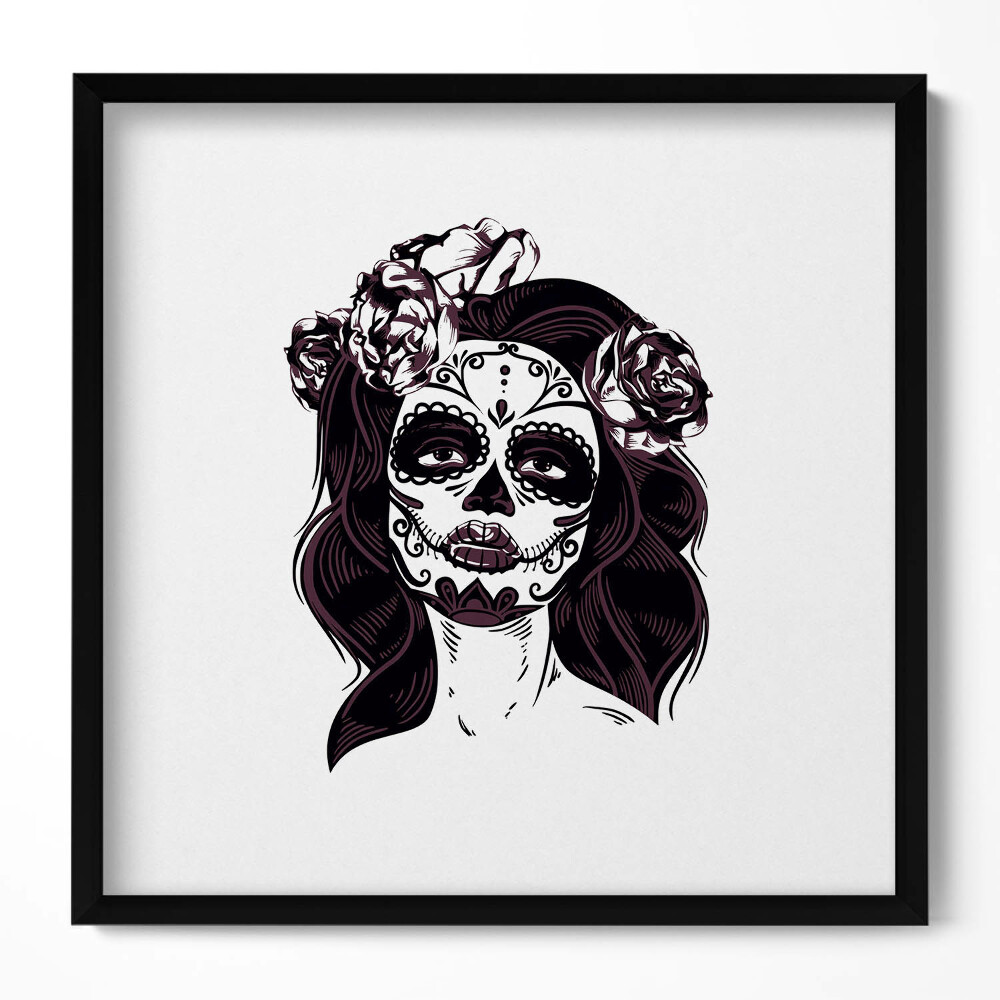 Tablou living cu rama unic Ilustrație de fată în stil mexican