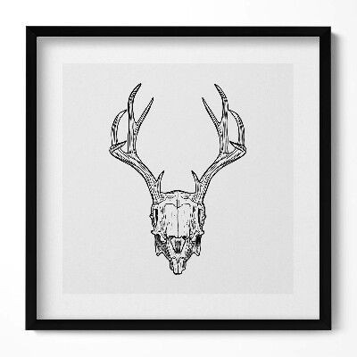 Tablou rama unic Schiță de craniu de cerb cu coarne