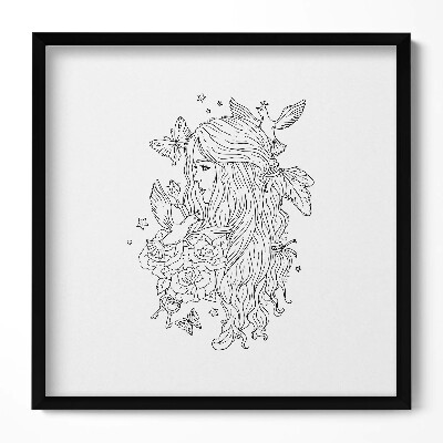 Tablou living cu rama unic Ilustrație artistică liniară pentru fete