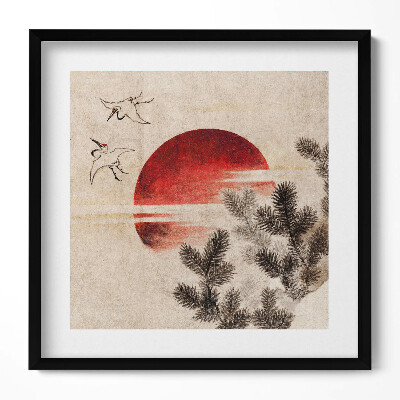 Tablou rama unic Arta japoneză a apusului de soare