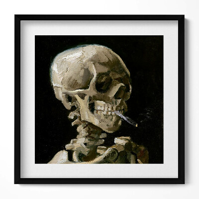 Tablou rama unic Pictură de craniu cu o țigară