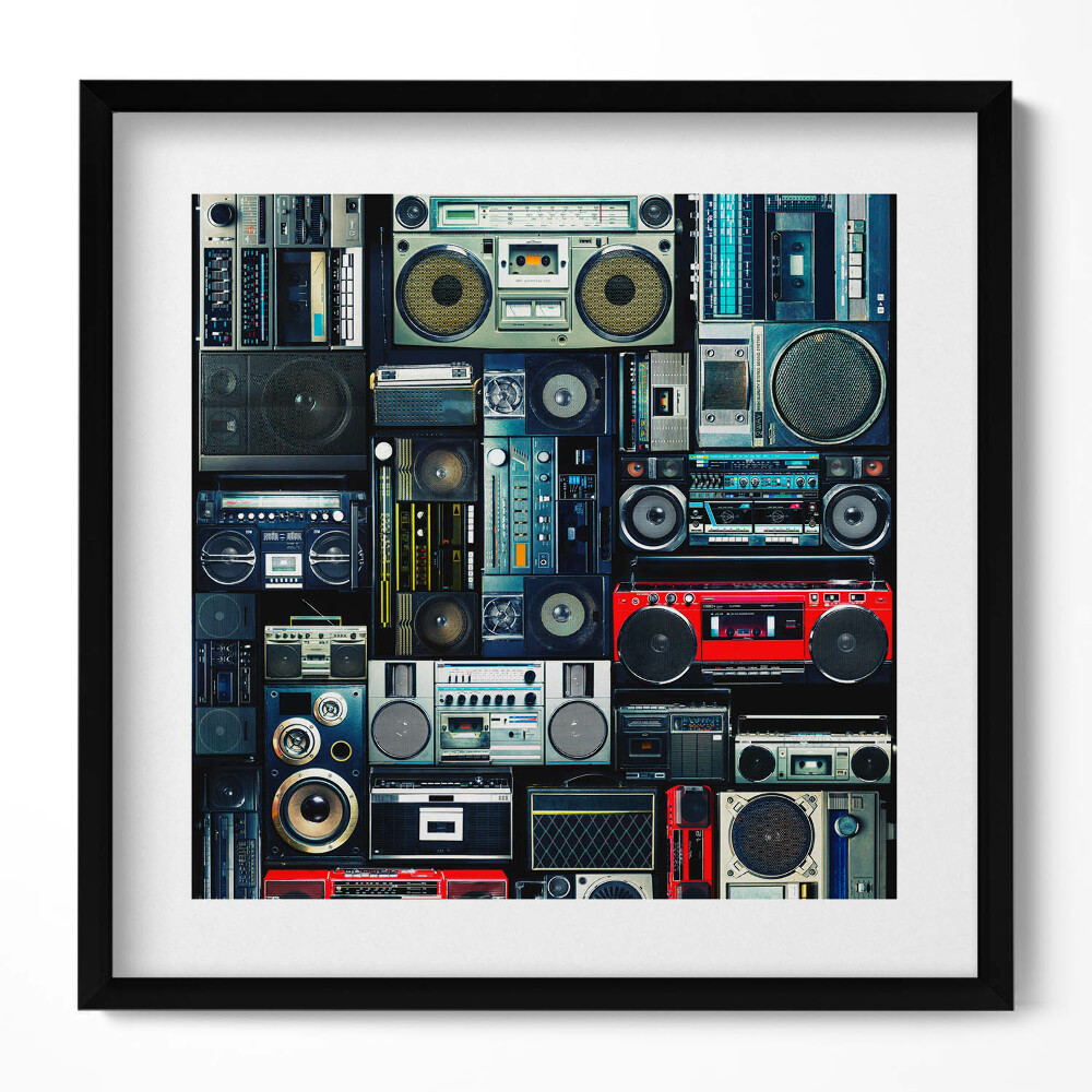 Tablou living cu rama unic Muzică - Boombox vintage