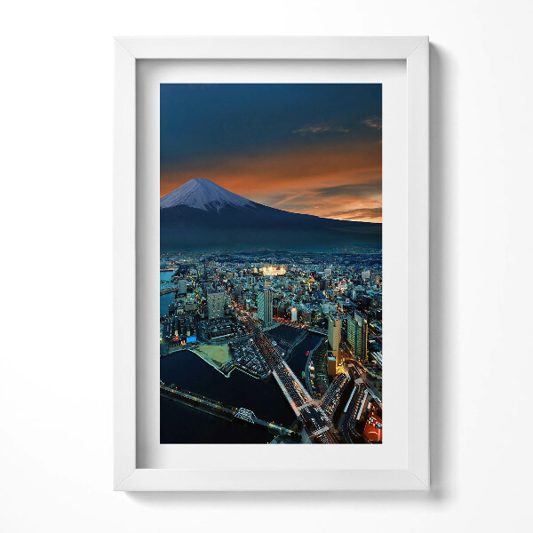 Tablou living cu rama decorativ Vedere a orașului Tokyo și a Muntelui Fuji