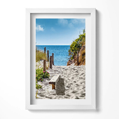 Tablou rama decorativ Drum nisipos spre plajă și mare