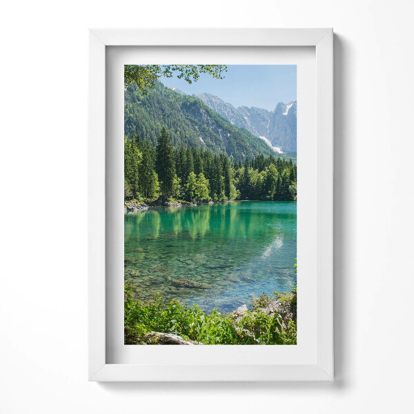 Tablou living cu rama decorativ Peisaj montan al unui lac în pădure