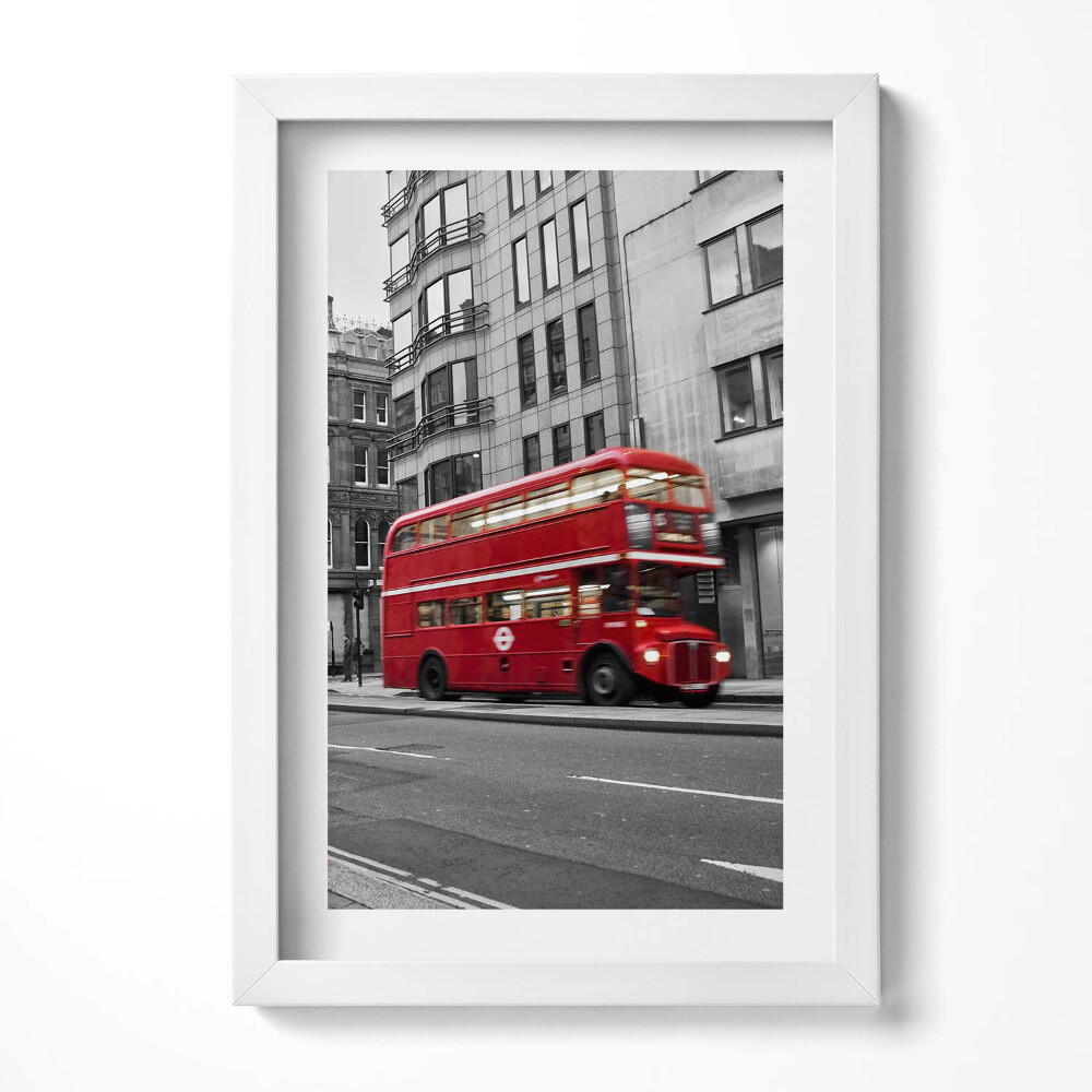 Tablou living cu rama decorativ Autobuz american de epocă pe stradă