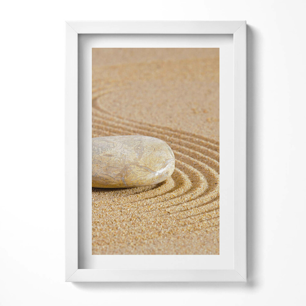 Tablou living cu rama decorativ Piatră singuratică în nisip - zen
