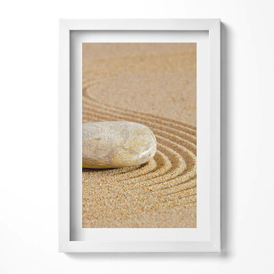 Tablou living cu rama decorativ Piatră singuratică în nisip - zen