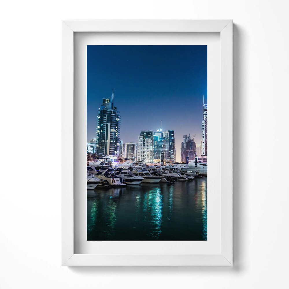 Tablou living cu rama decorativ Bărci în oraș noaptea