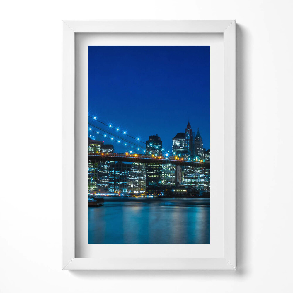 Tablou rama decorativ Podul Brooklyn noaptea - New York