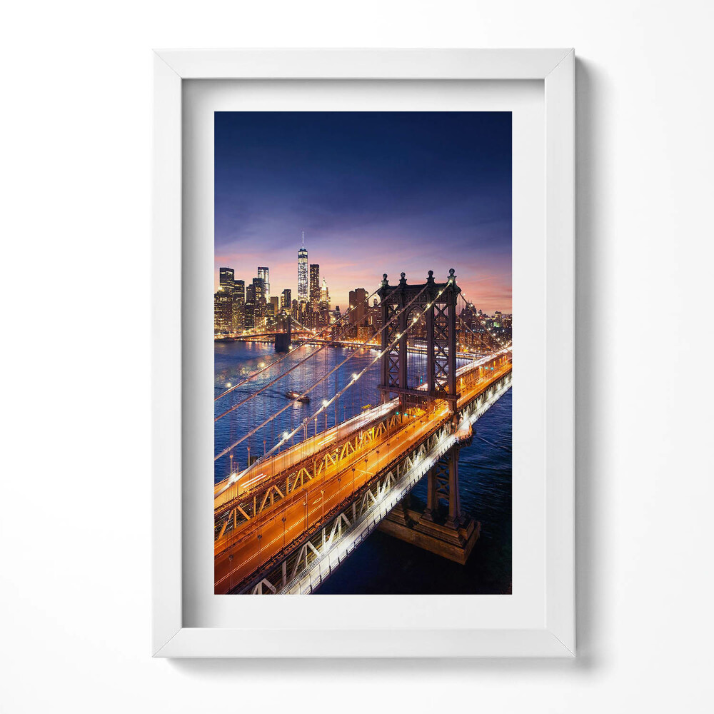 Tablou living cu rama decorativ New York - apus de soare peste Manhattan