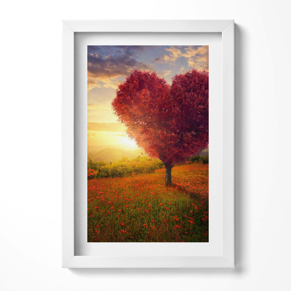 Tablou living cu rama decorativ Copacul iubirii în formă de inimă