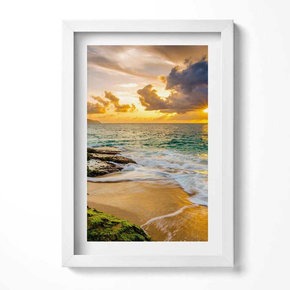 Tablou living cu rama decorativ Malul plajei la apus