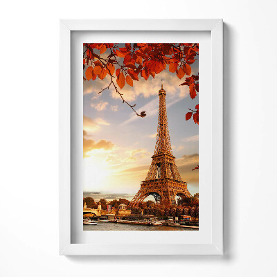 Tablou rama decorativ Turnul Eiffel printre frunze