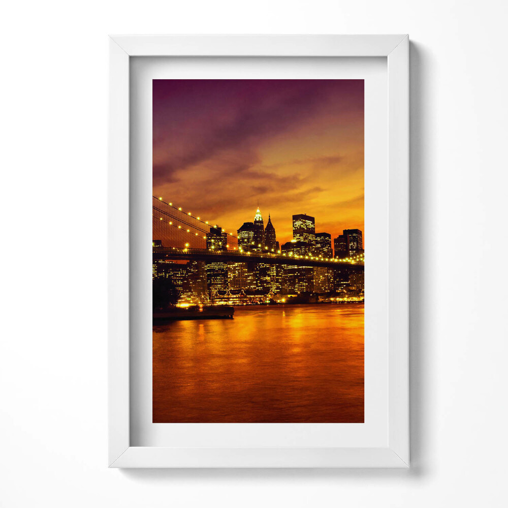 Tablou rama decorativ Vedere de seară a podului Brooklyn