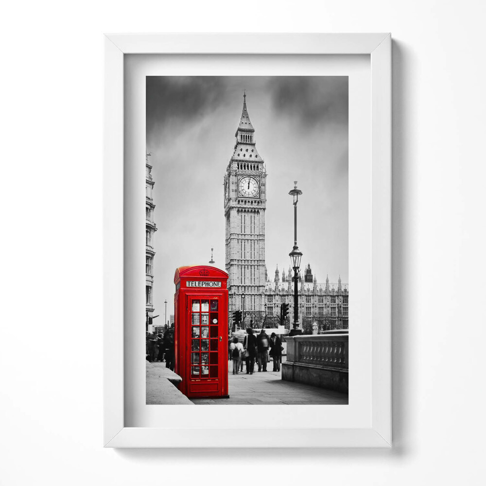 Tablou rama decorativ Big Ben și Cutia Roșie din Anglia