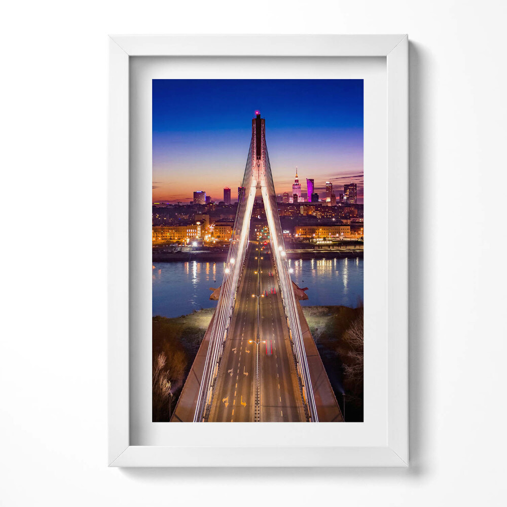 Tablou living cu rama decorativ Podul și orașul seara