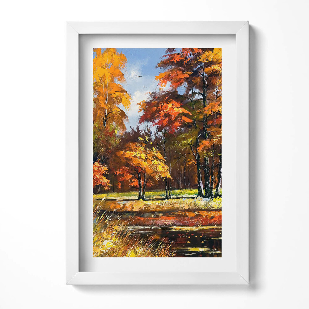 Tablou rama decorativ Toamna pictată și râul