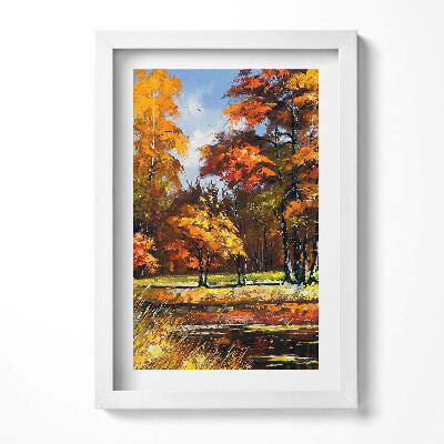 Tablou rama decorativ Toamna pictată și râul