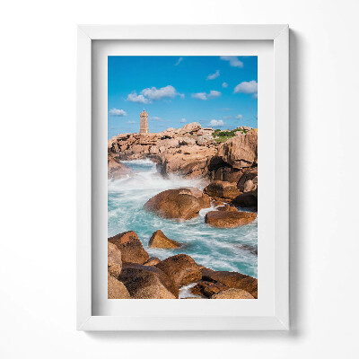 Tablou living cu rama decorativ Apă, pietre și un far