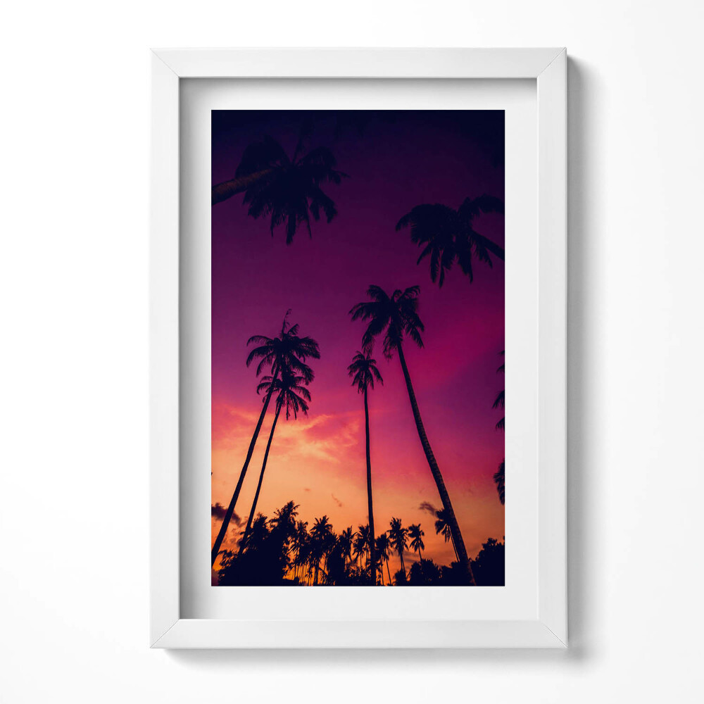 Tablou living cu rama decorativ Palmieri la apus
