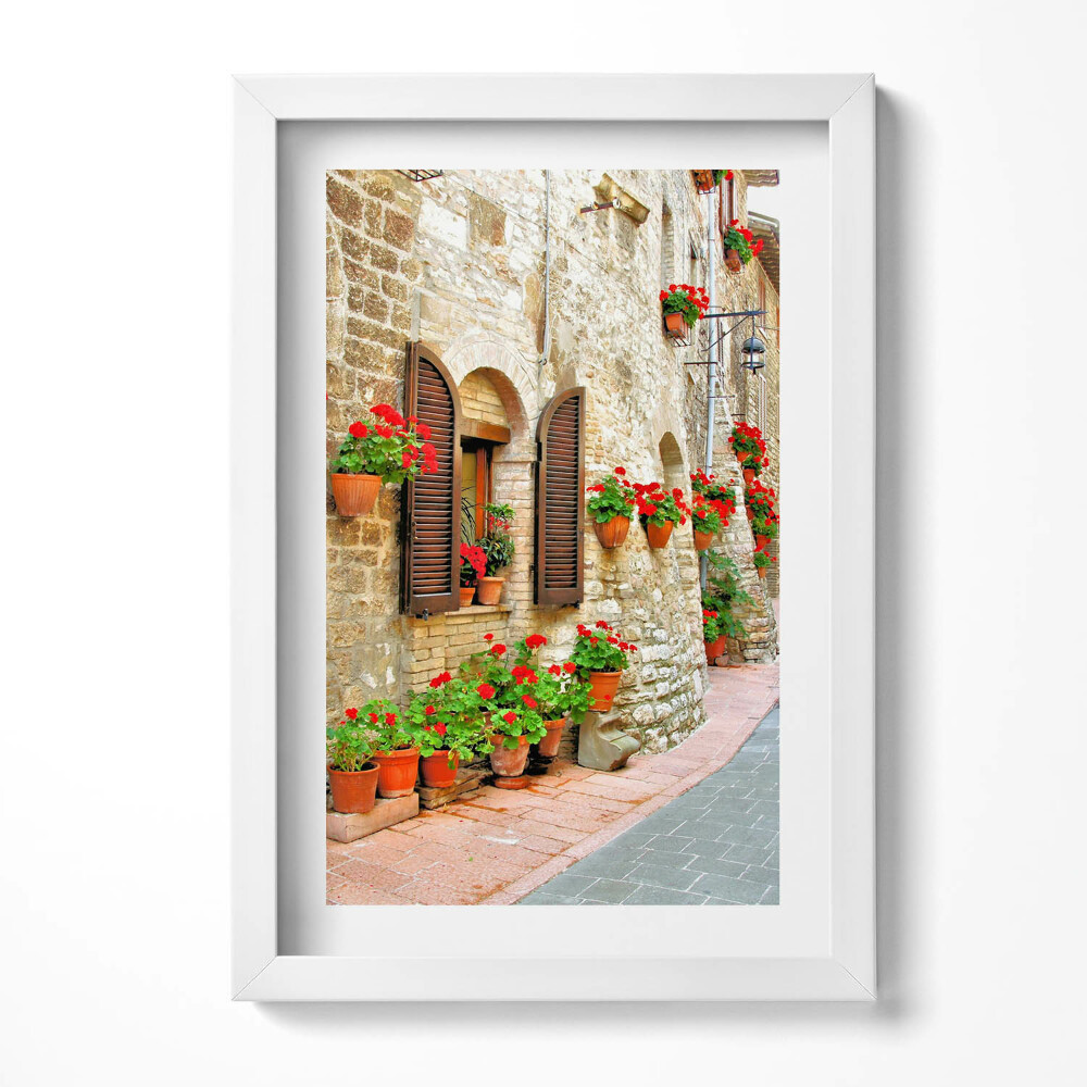 Tablou rama decorativ O stradă pitorească cu flori