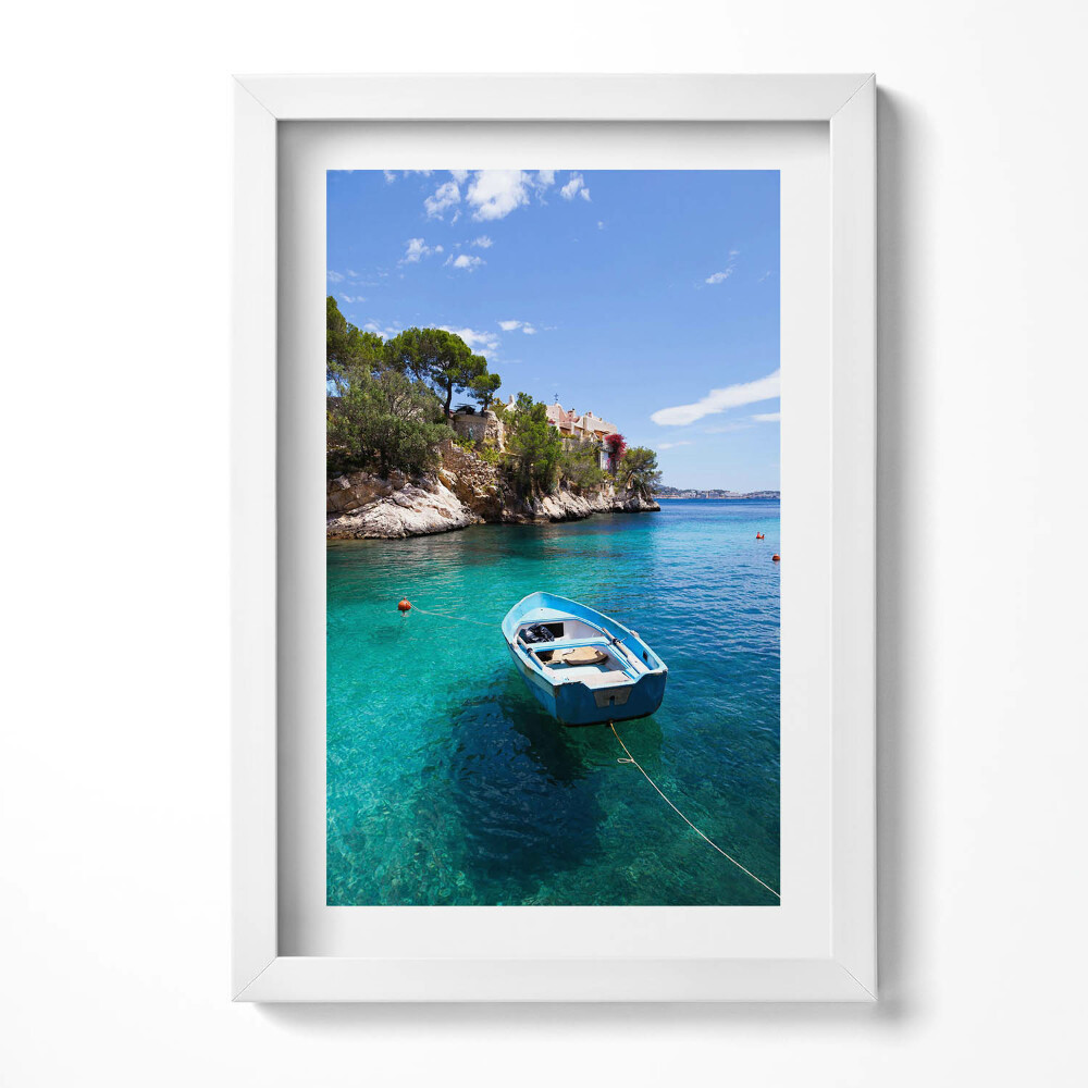 Tablou living cu rama decorativ O barcă pe o mare turcoaz