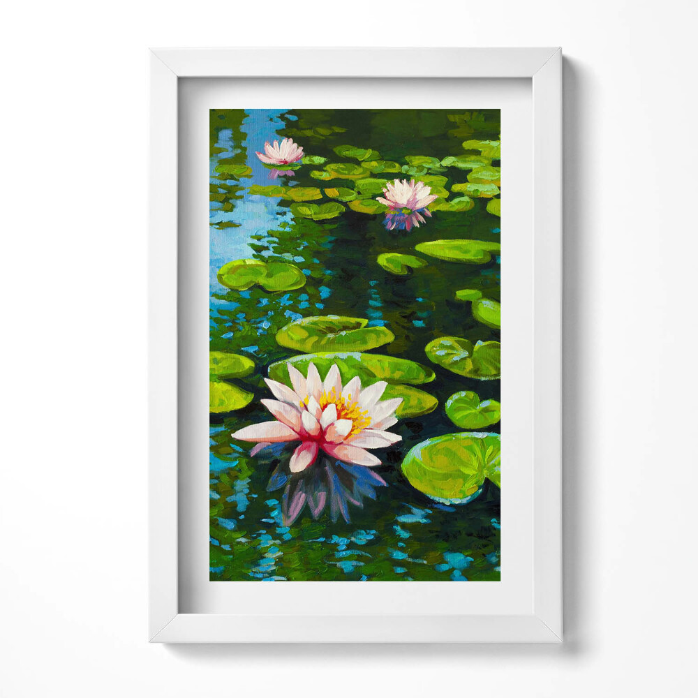 Tablou living cu rama decorativ Pictură cu nuferi