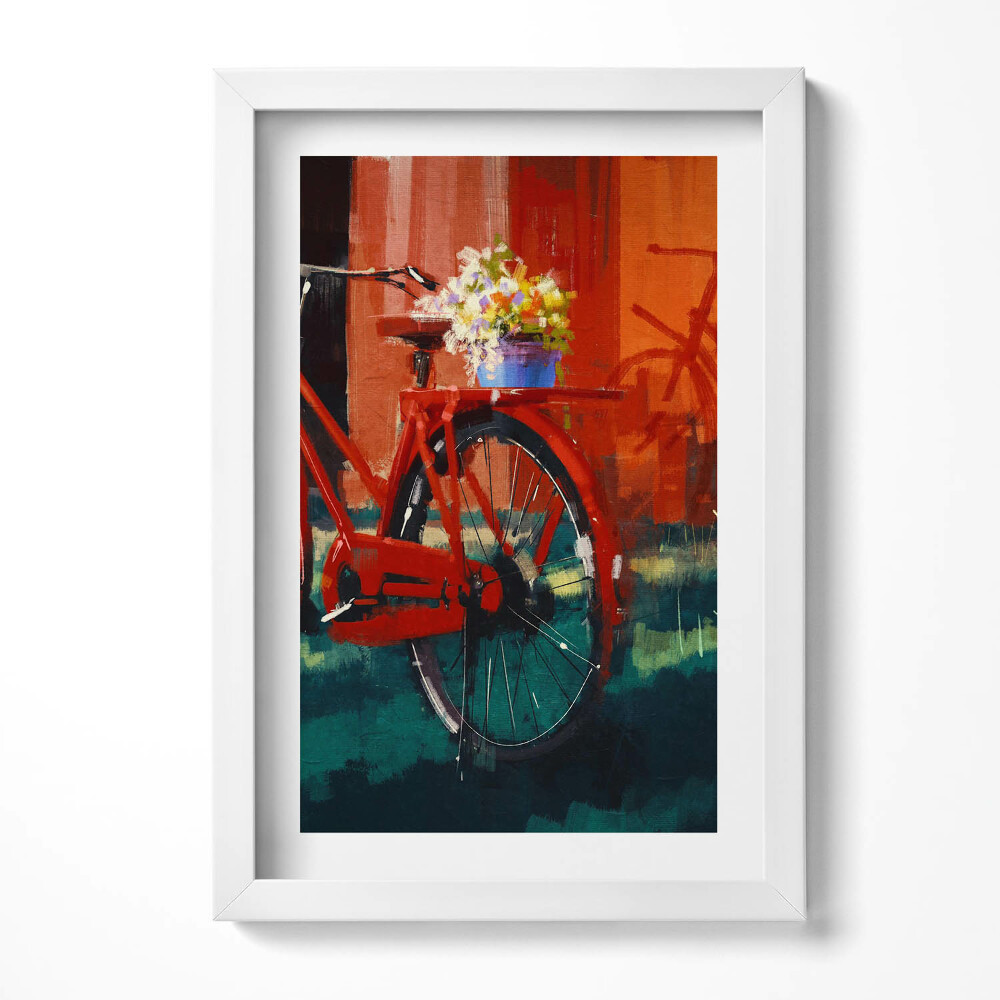 Tablou rama decorativ O bicicletă cu un aranjament floral