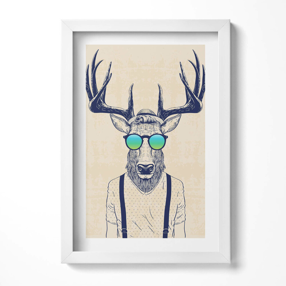 Tablou living cu rama decorativ Cerb abstract cu trăsături umane