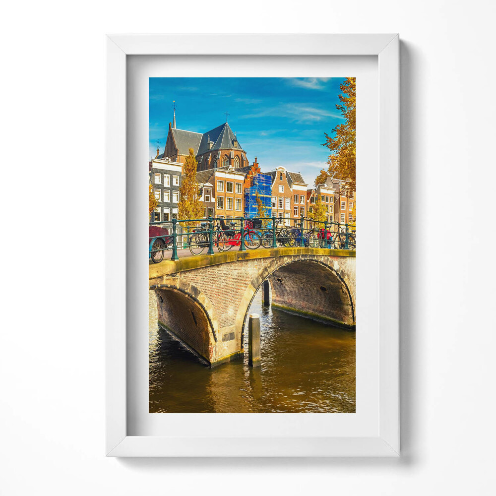 Tablou living cu rama decorativ Albastrul de toamnă al Amsterdamului