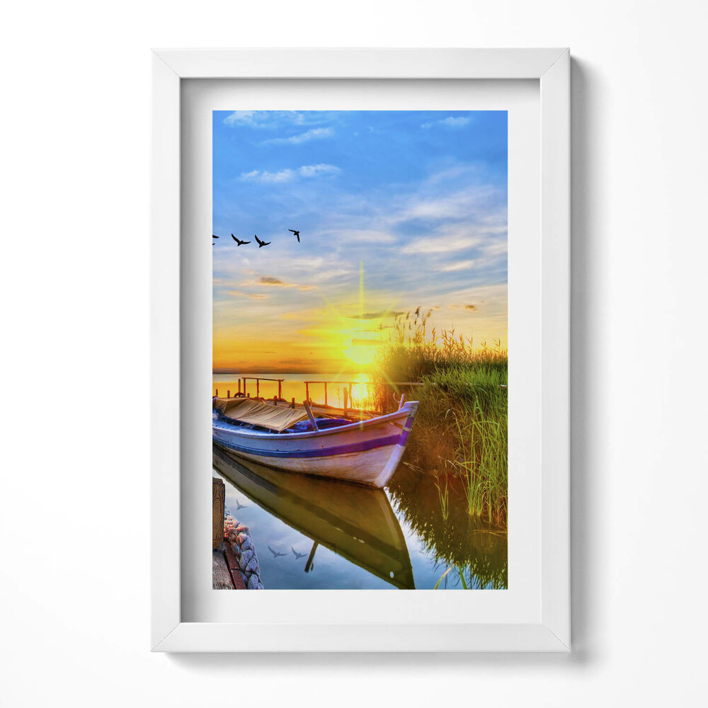 Tablou rama decorativ Vedere a lacului și a apusului de soare