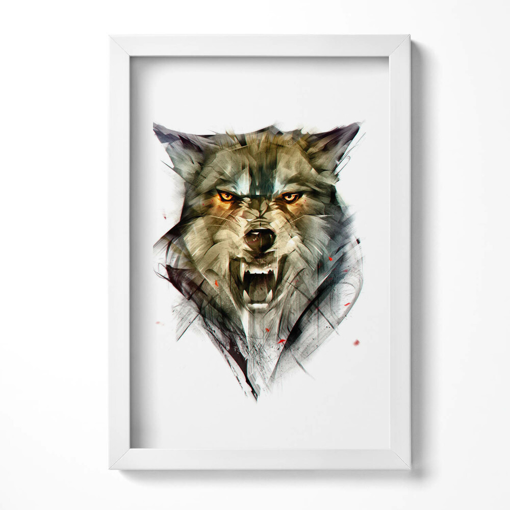 Tablou rama decorativ Portretul desenat al unui lup