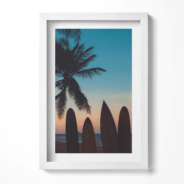 Tablou rama decorativ Surfing pe o plajă tropicală
