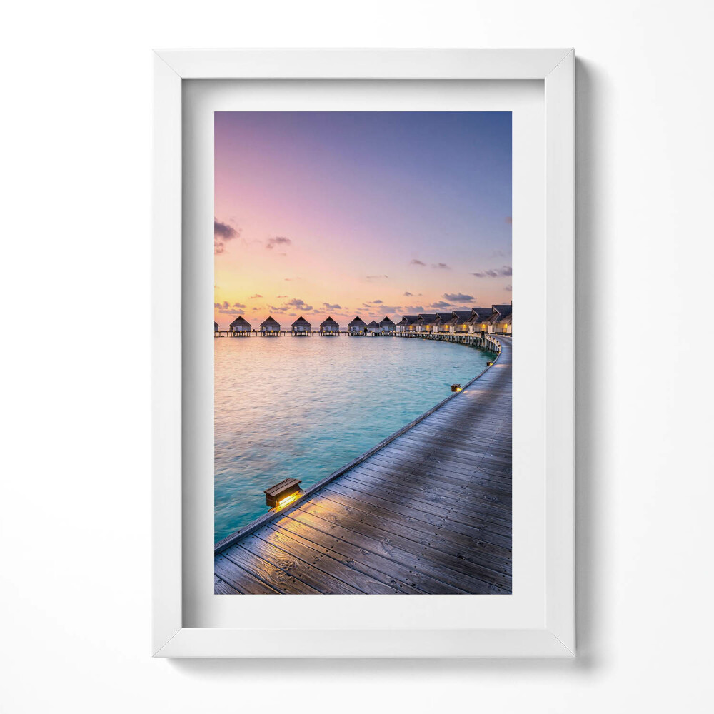 Tablou living cu rama decorativ Apus de soare Maldive