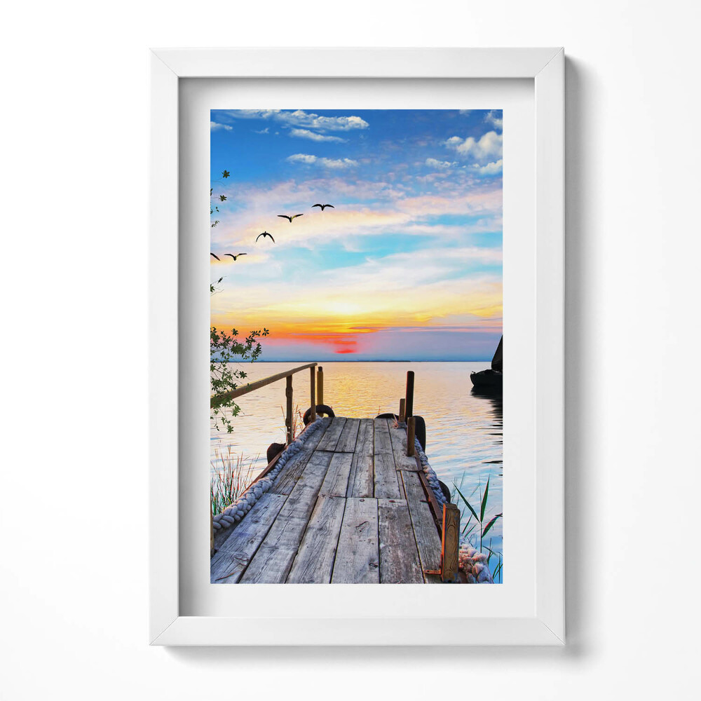 Tablou rama decorativ Barcă cu pânze pe lac