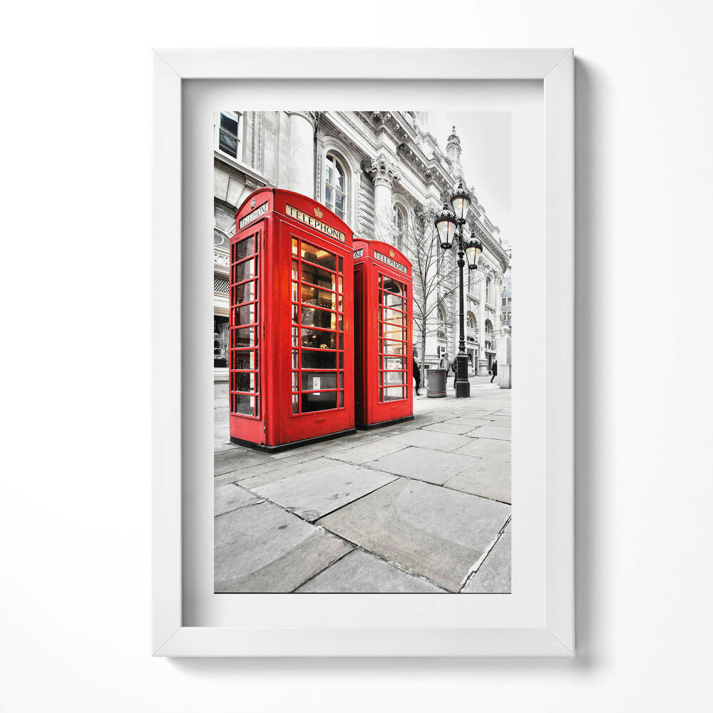 Tablou living cu rama decorativ Cabine telefonice roșii Londra