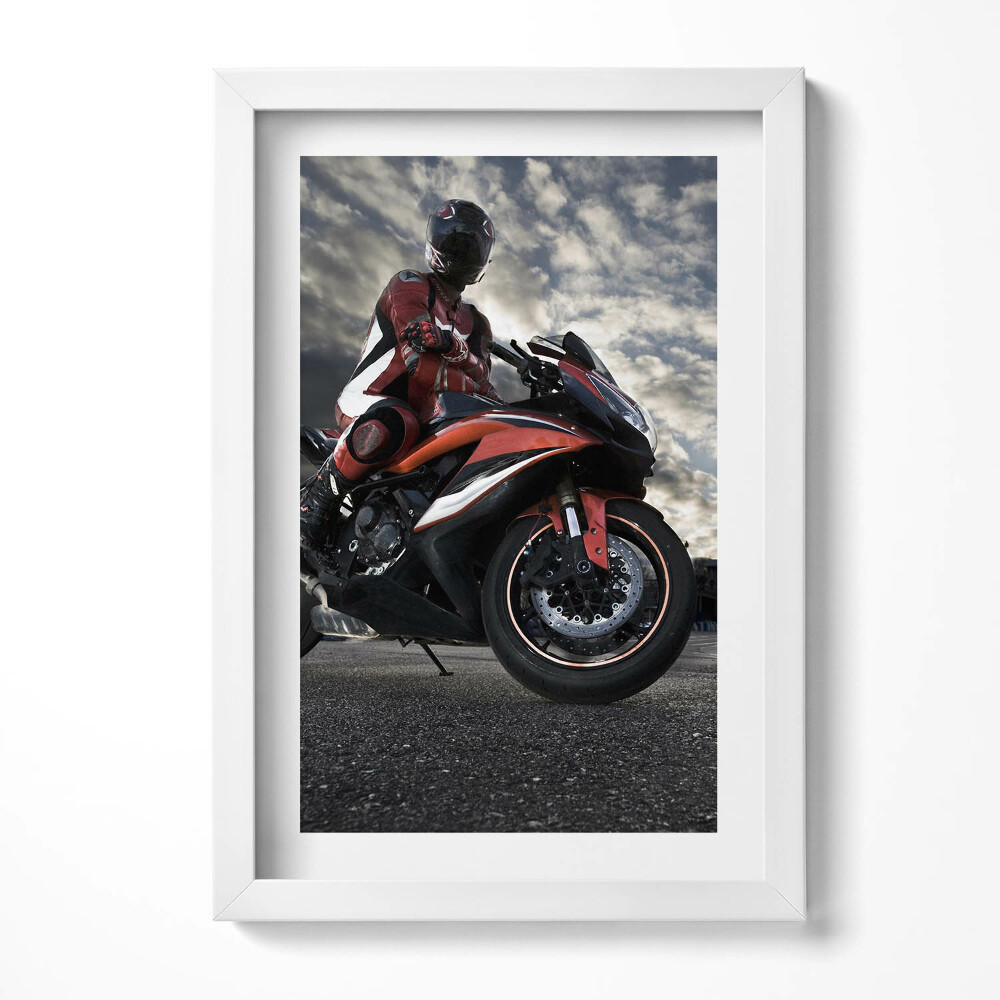 Tablou rama decorativ Bărbat pe motocicletă