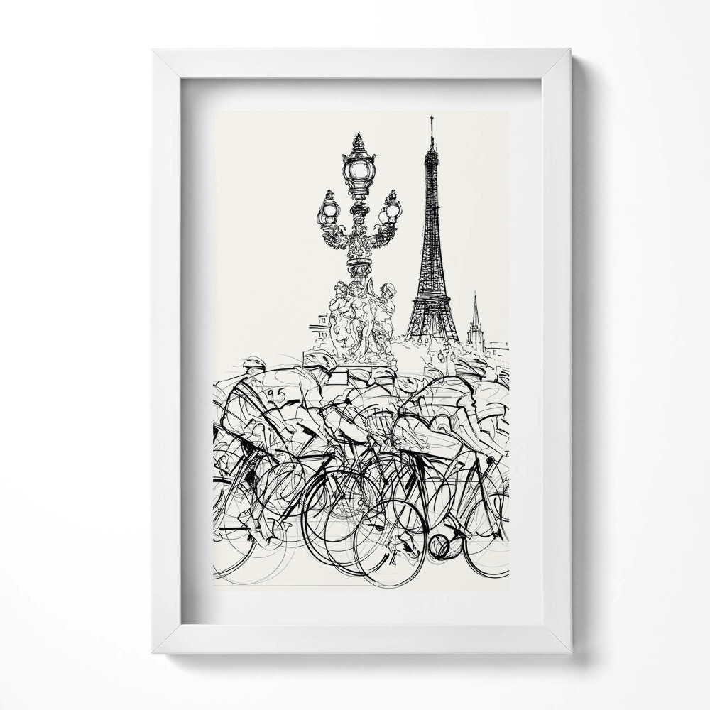 Tablou living cu rama decorativ Cursa de ciclism Abstraction