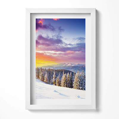 Tablou living cu rama decorativ Peisaj montan de iarnă