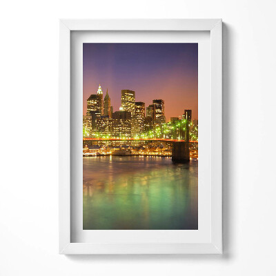 Tablou living cu rama decorativ Podul Brooklyn noaptea