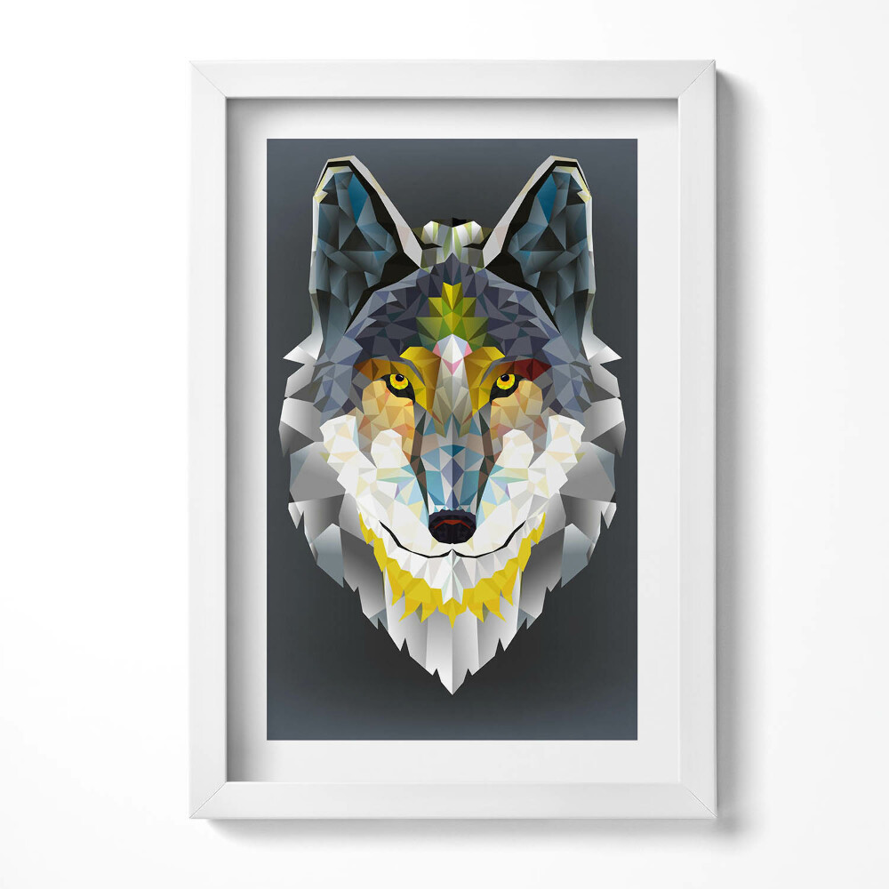 Tablou living cu rama decorativ Cap de lup