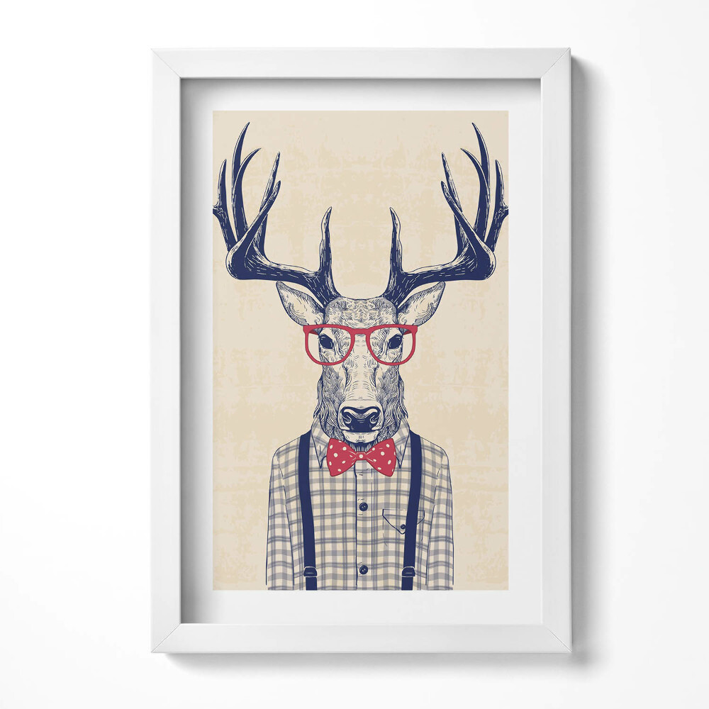 Tablou rama decorativ Cerb într-o cămașă și o fundă de jazz